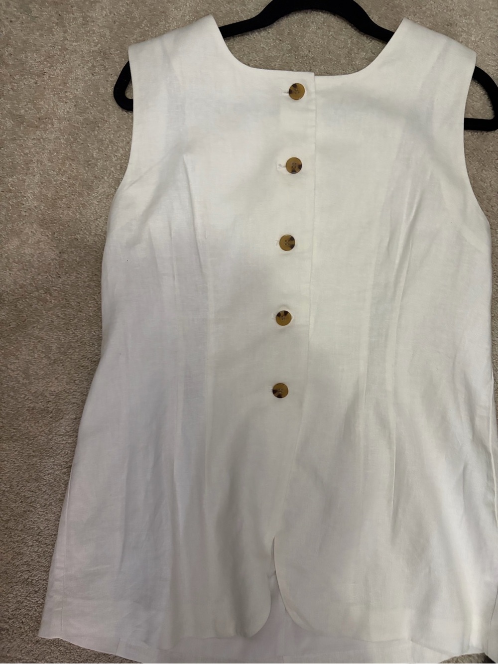 Ann Taylor White Sleeveless Button-Front Linen Tank